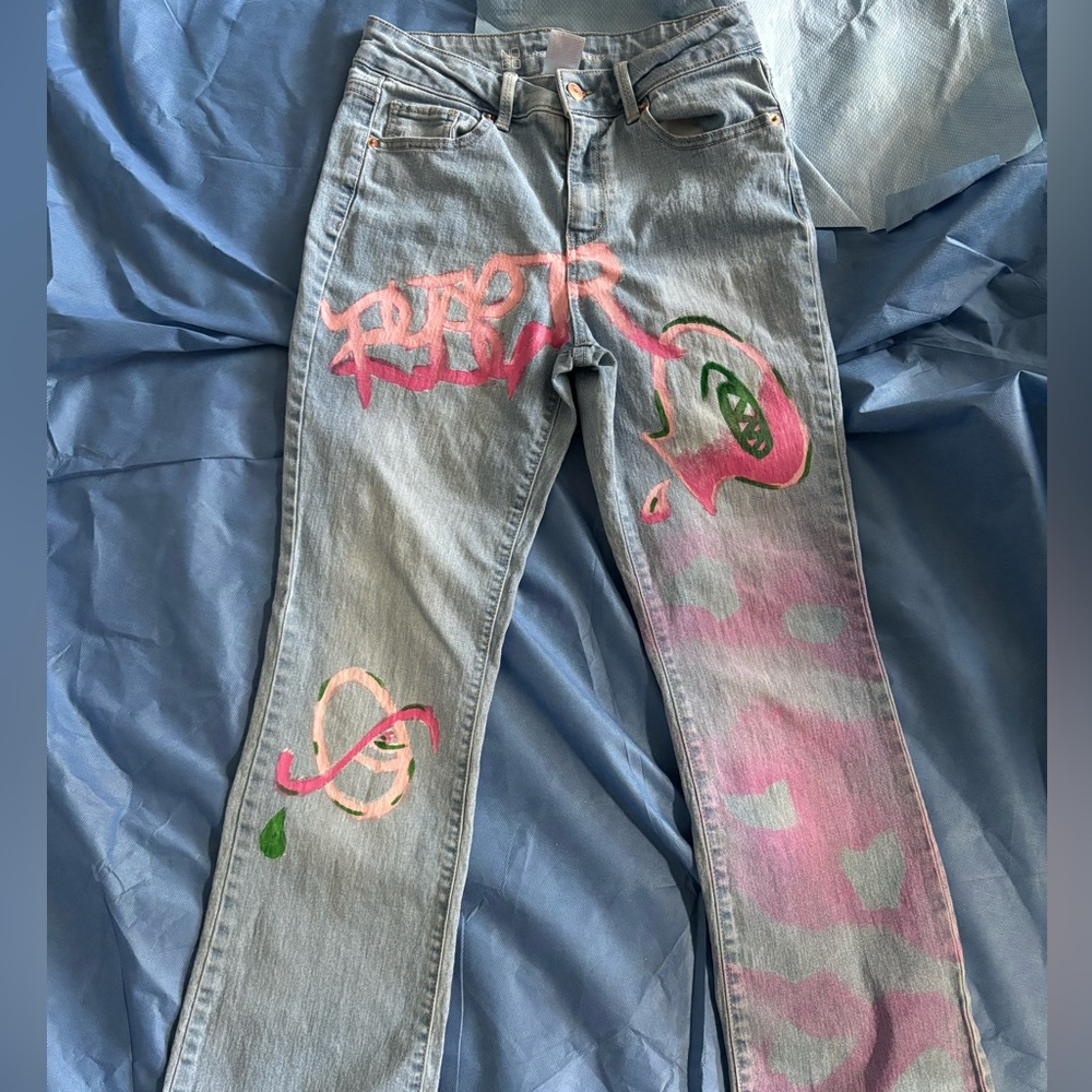 Light stone wash Denim with Handmade Design.